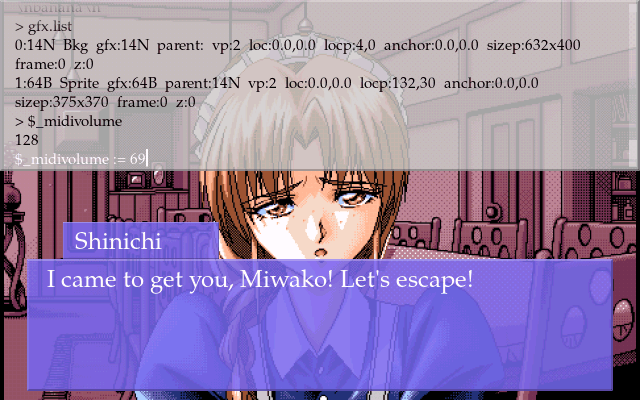 Showing off the debug menu while playing Nocturnal Illusion